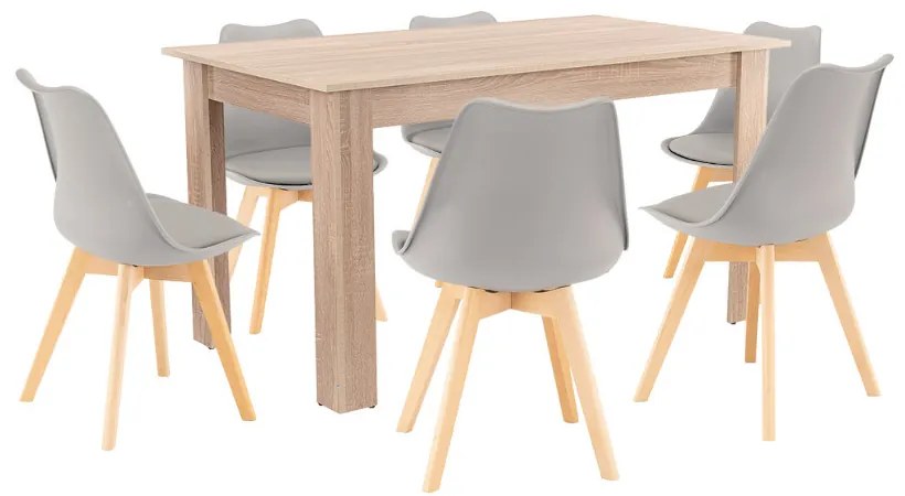 Set de masă Zara 6+1 gri-stejar Sonoma