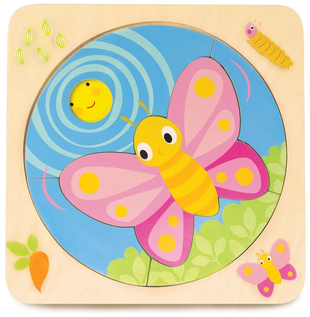 Puzzle educativ dezvoltarea fluturelui - Butterfly Life 4in1 - Tender Leaf Toys