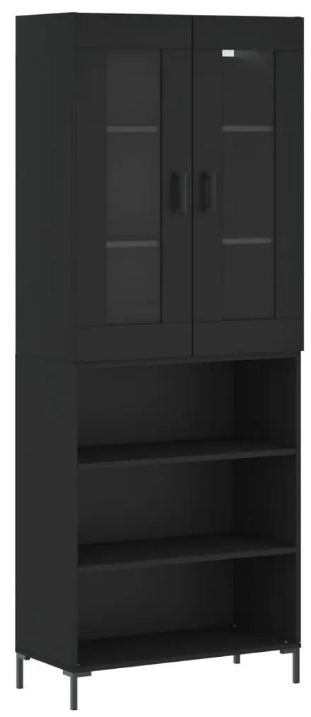 3198722 vidaXL Dulap înalt, negru, 69,5x34x180 cm, lemn compozit