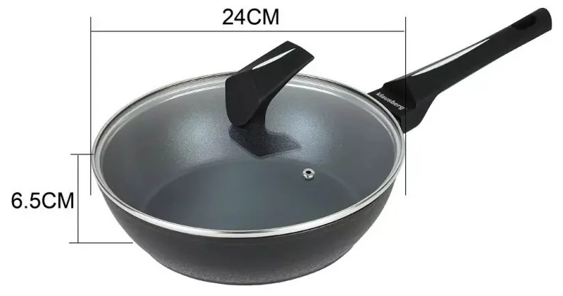 Tigaie adâncă Klausberg KB 7691, 24 cm, acoperire marmorată, compatibilă cu plitele cu inducție, negru