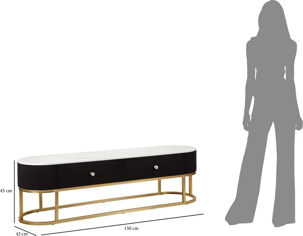 Comoda TV Montpellier, Mauro Ferretti, 150x42x45 cm, fier, multicolor