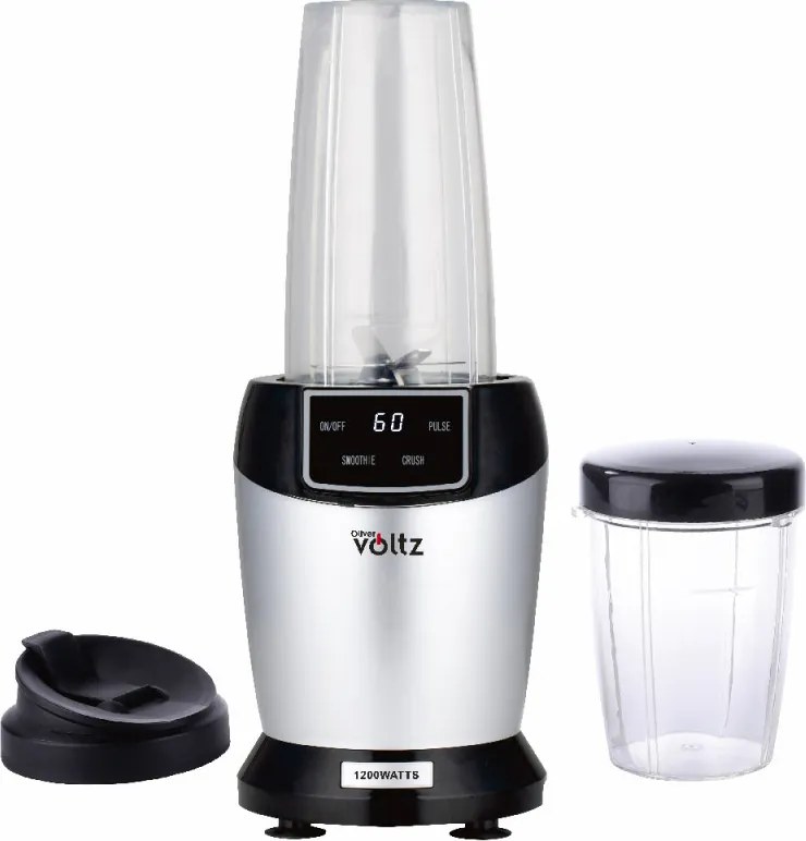 Nutri Blender Oliver Voltz OV51162FS, 1200W, 2 pahare, 1 litru/800 ml, fără BPA, Afisaj LED, Argintiu