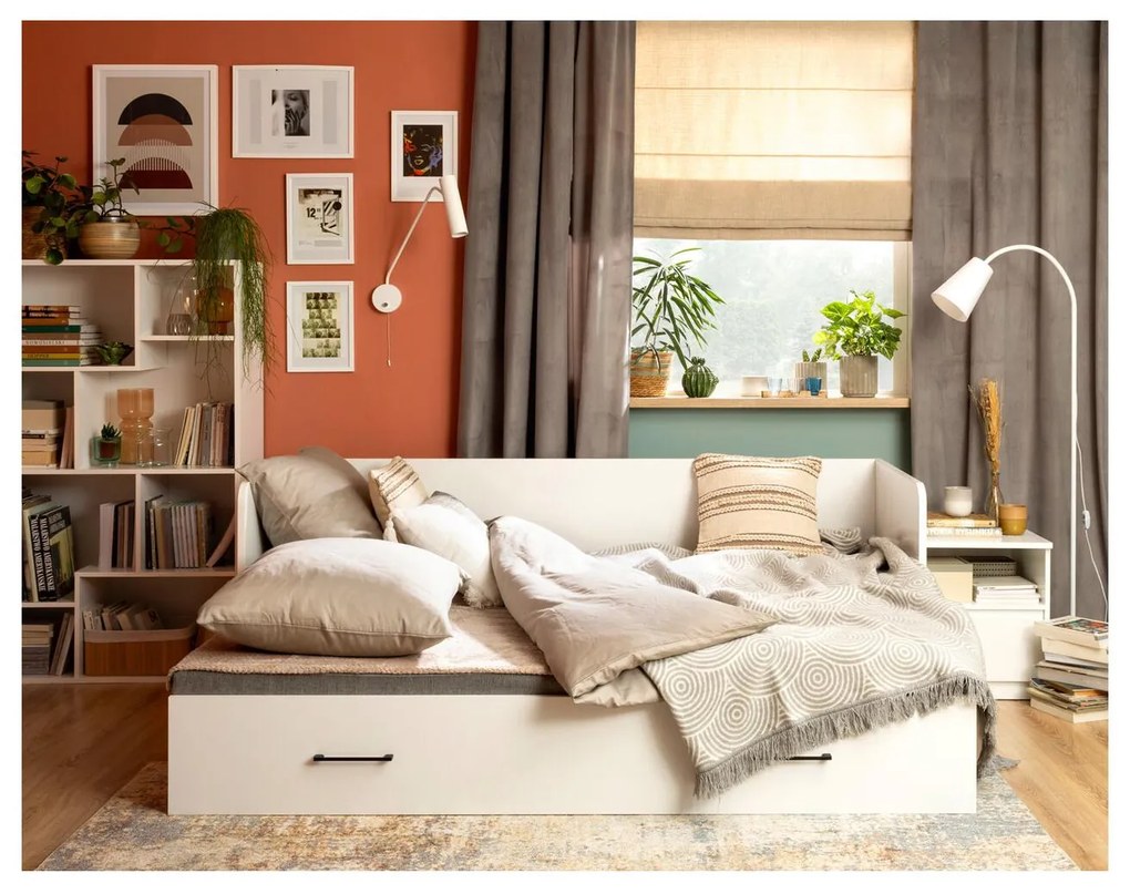 Pat de o persoană extensibil80 cm Tetrix 13 (alb lucios) (cu sp. depozitare). Promo -35%. 1098494