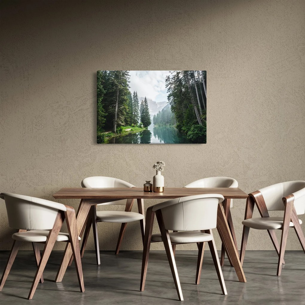 Tablou lacului în pădure (90x60 cm)