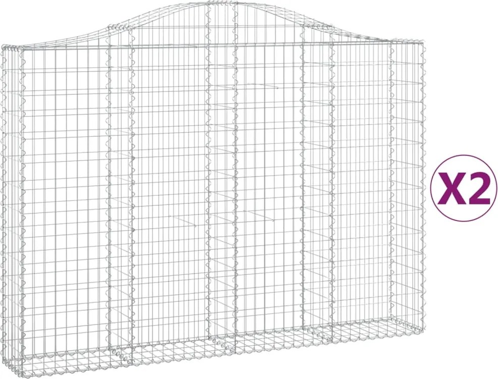 vidaXL Coșuri gabion arcuite 2 buc, 200x30x140/160cm, fier galvanizat