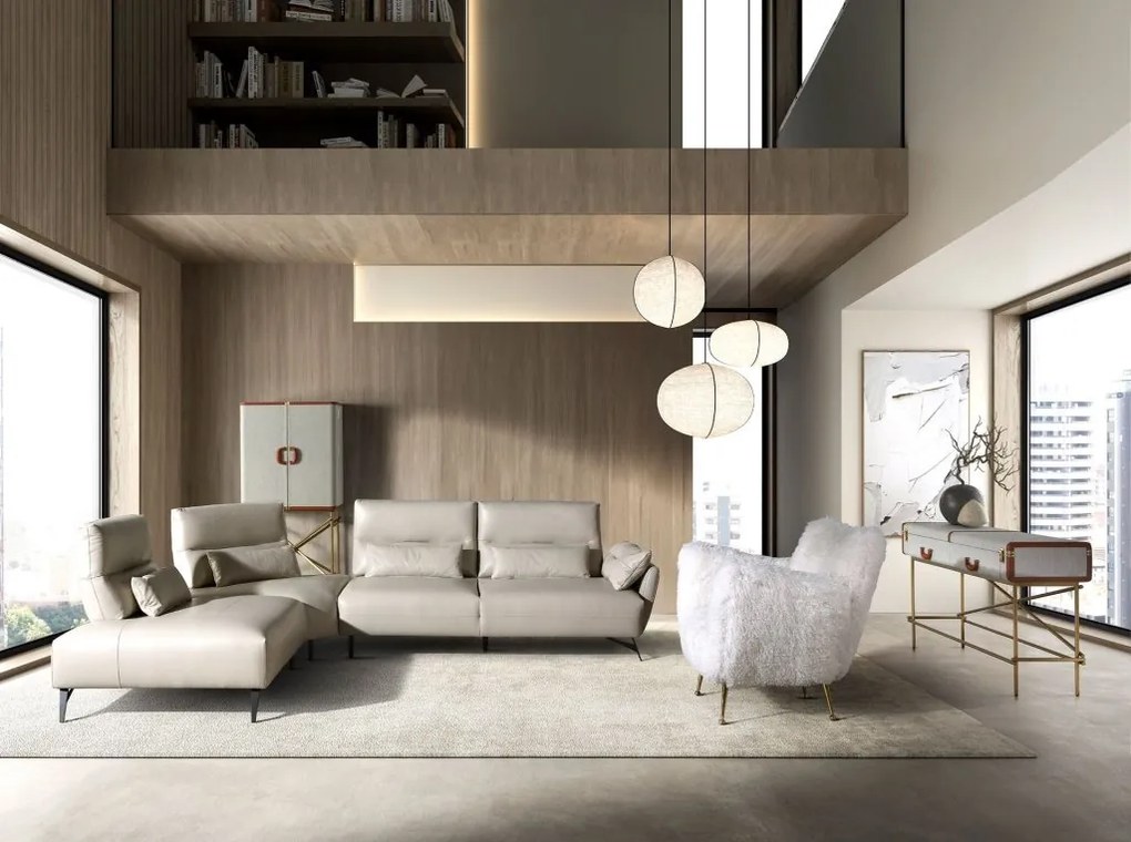 Fotoliu LUX design italian, White long pile