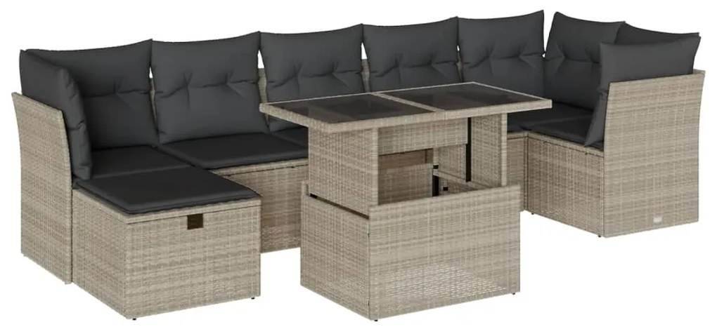 3274672 vidaXL Set mobilier de grădină cu perne, 8 piese gri deschis poliratan