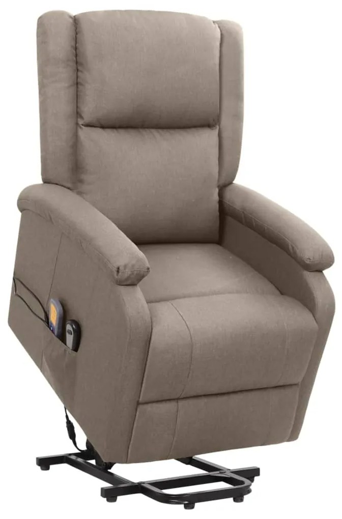 329717 vidaXL Fotoliu de masaj cu ridicare, gri taupe, material textil