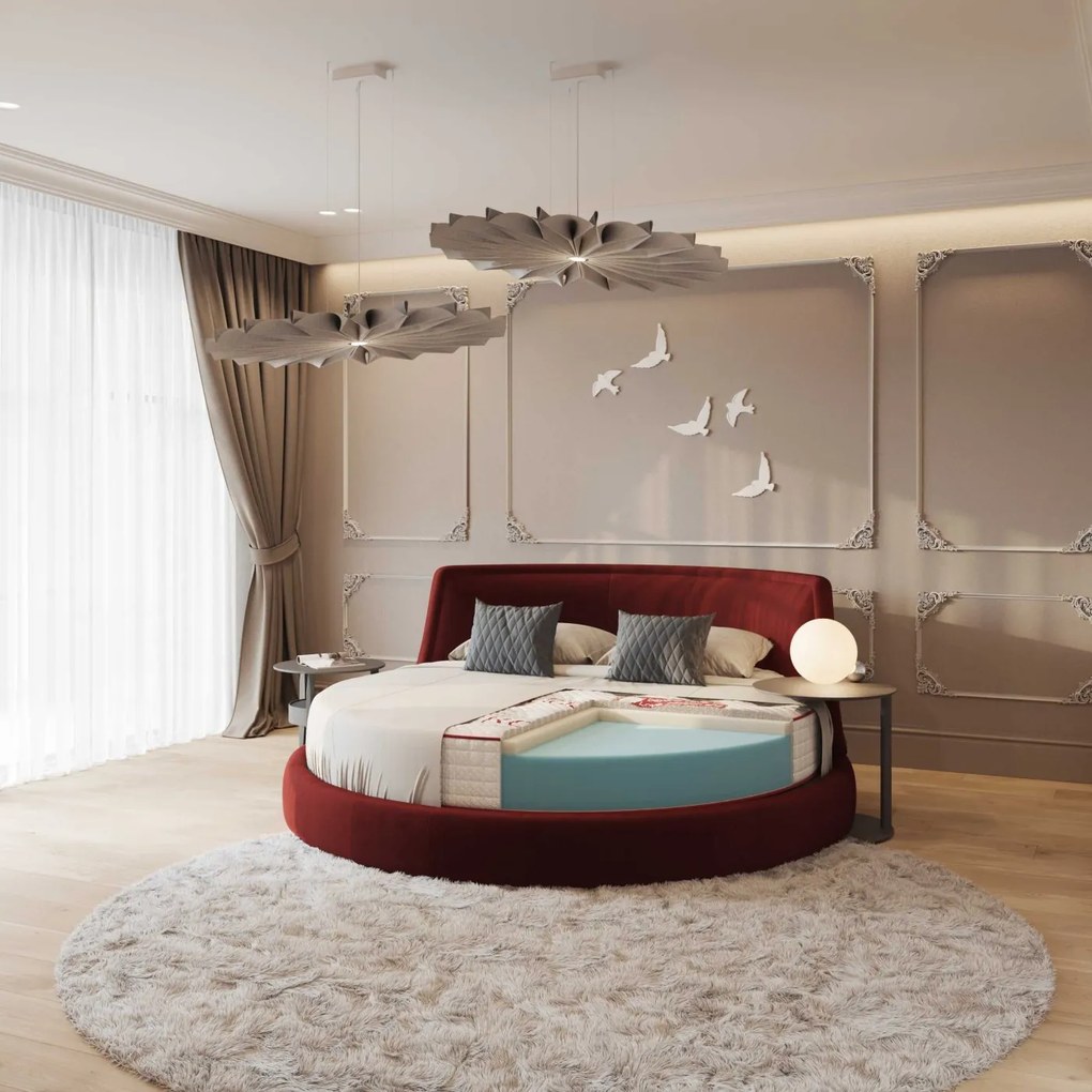 Saltea Romance Memory Ø 200 cm, fermitate medie, 25 cm înălțime