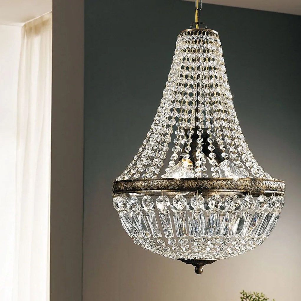 Candelabru stil clasic finisaj auriu antique Arila HL 6-1497/3 Antik/Kristall OR
