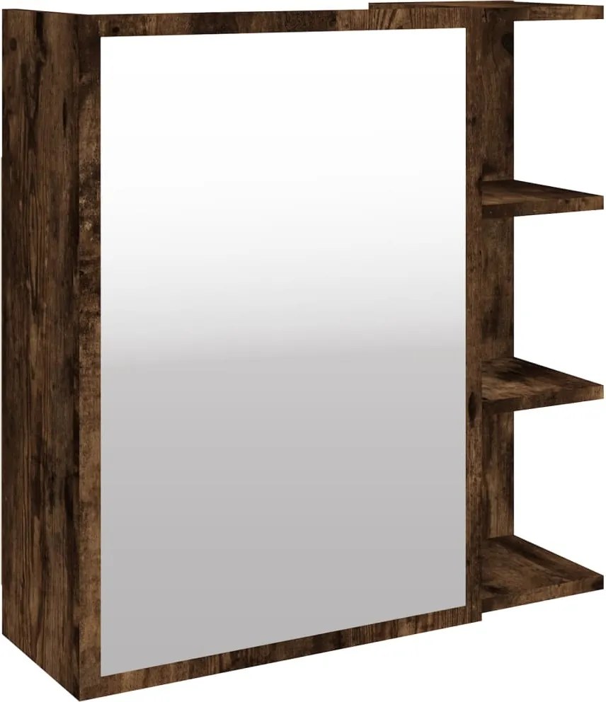 vidaXL Dulap baie cu oglindă stejar fumuriu 62,5x20,5x64 cm lemn