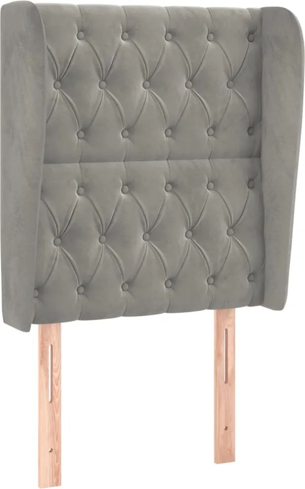 vidaXL Tăblie de pat cu aripioare gri deschis 83x23x118/128 cm catifea
