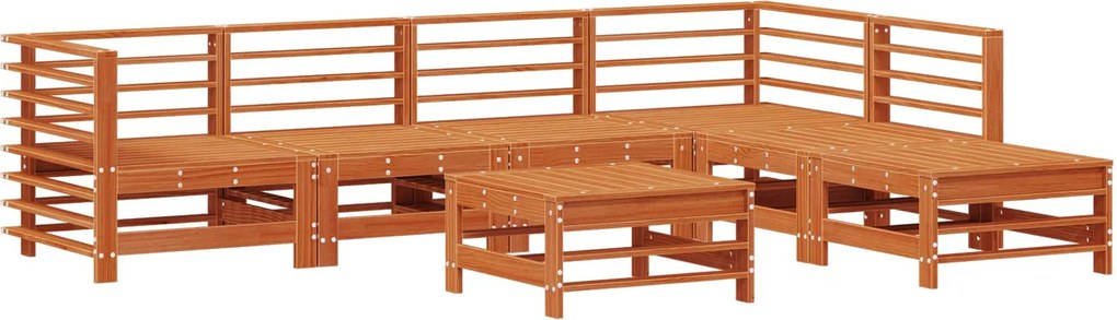 vidaXL Set de lounge pentru grădină 7 pcs Maro Ceară Lemn masiv de pin