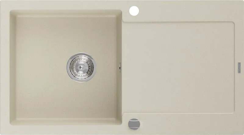 Mexen Leo chiuvetă de bucătărie din granit cu 1 compartiment cu scurgător 900 x 500 mm, bej, sifon crom - 6501901010-69