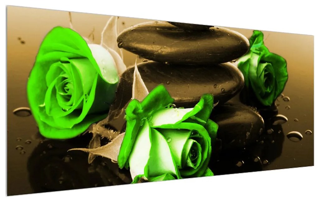 Tablou cu trandafirii verzi (120x50 cm), în 40 de alte dimensiuni noi