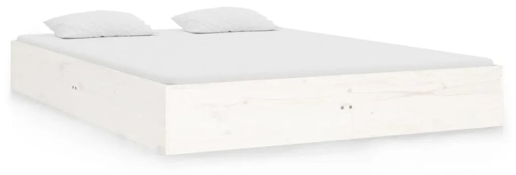 833017 vidaXL Cadru de pat mic dublu 4FT, alb, 120x190 cm, lemn masiv