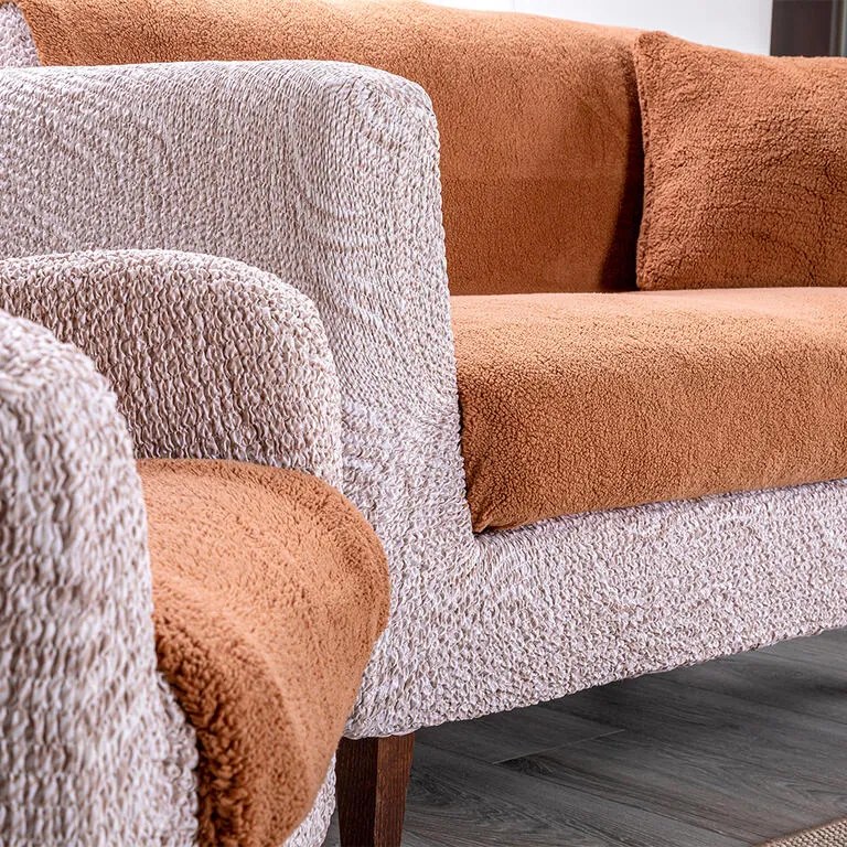 Cuverturi SHERPA culoarea alunei canapea