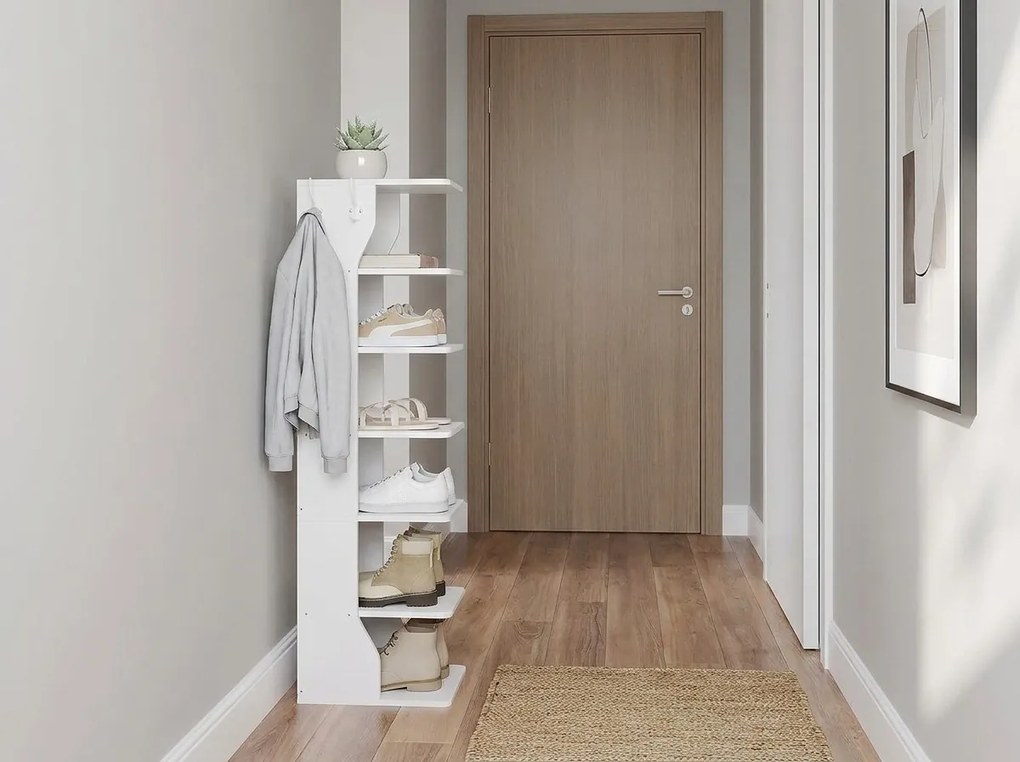 Pantofar inalt SHOVERA cu rafturi deschise, alb