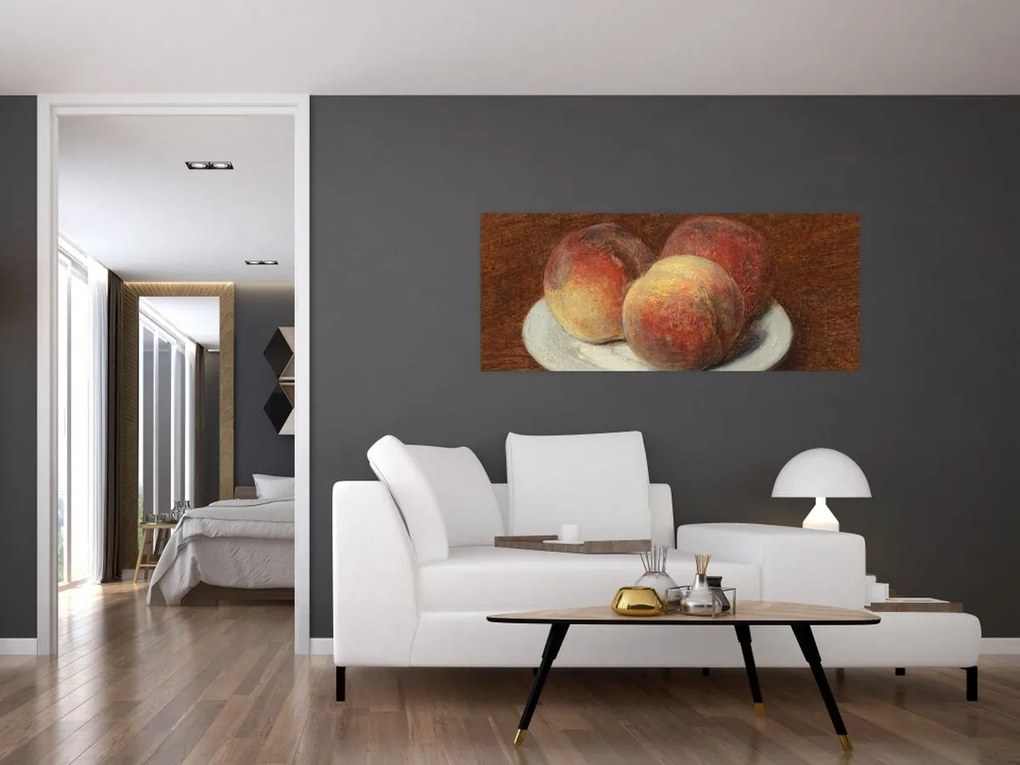 Tablou - Henri Fantin-Latour, Three Peaches on a Plate, reproducere (120x50 cm)