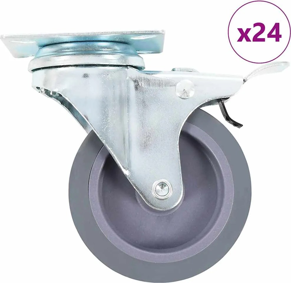 vidaXL Roți pivotante, 24 buc., 75 mm