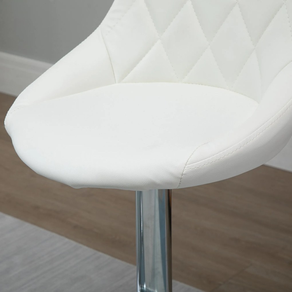 HOMCOM Set 2 Scaune Bar Pivotante Moderne, Reglabile, pentru bucătării și baruri,din Piele PU,Albă | Aosom Romania