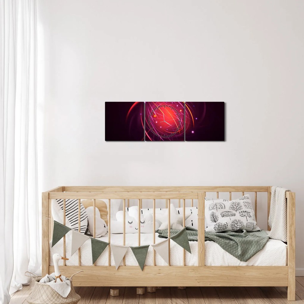 Tabloul modern cu abstacțiune (cu ceas) (90x30 cm)