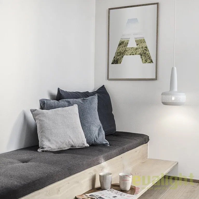 Abajur metalic design retro Clava Matt White