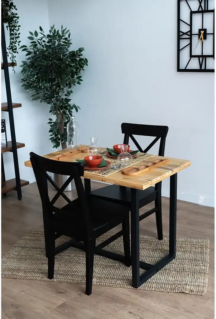 Masa bucatarie  lemn.seria wood A-620,pin natur-negru,100x59x75 cm, 30103