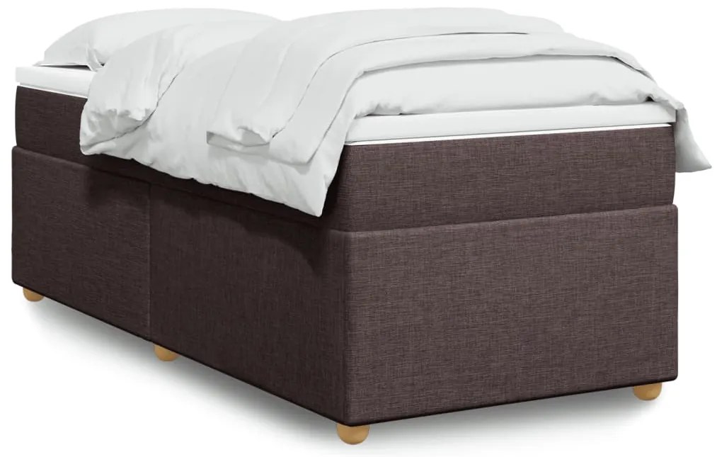 vidaXL Pat box spring cu saltea, maro închis, 90x200 cm, textil
