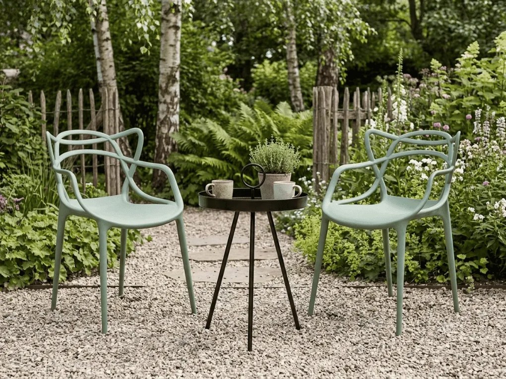 Set de gradina KATO SIRVON - 2 scaune si masuta rotunda, negru/verde salvie