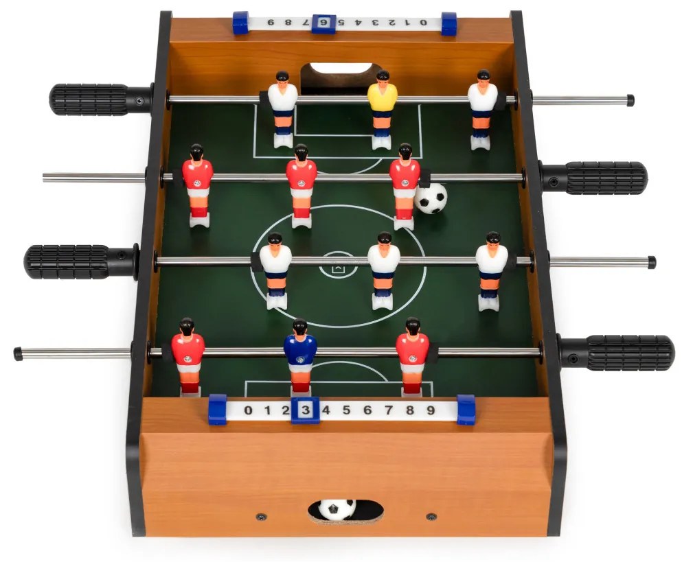 Mini foosball pentru copii cu două bile și ghidaje