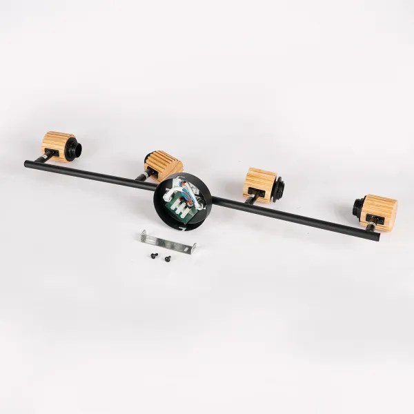 Brilagi - Plafonieră cu spoturi BASKLITE 4xE27/15W/230V lemn de cauciuc/negru