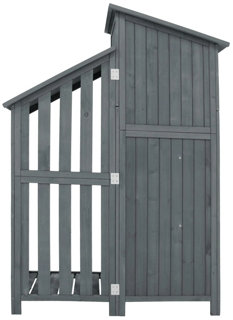 Dulap de grădină cu 2 rafturi, magazie de unelte cu spațiu de depozitare mare, 124L x 46P x 174Î cm, Gri