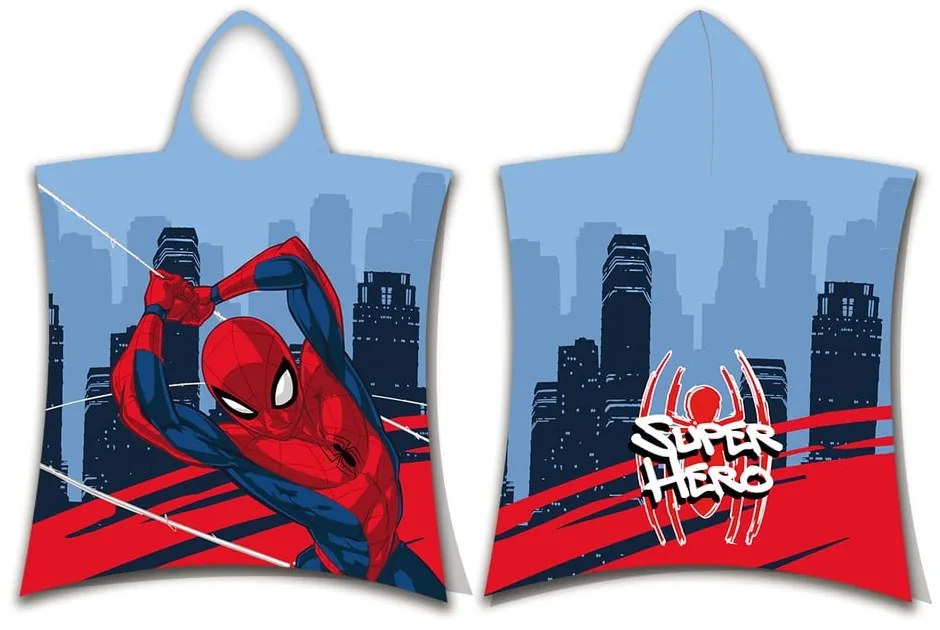Poncho pentru copii roșu-albastru din frotir Spider-Man – Jerry Fabrics