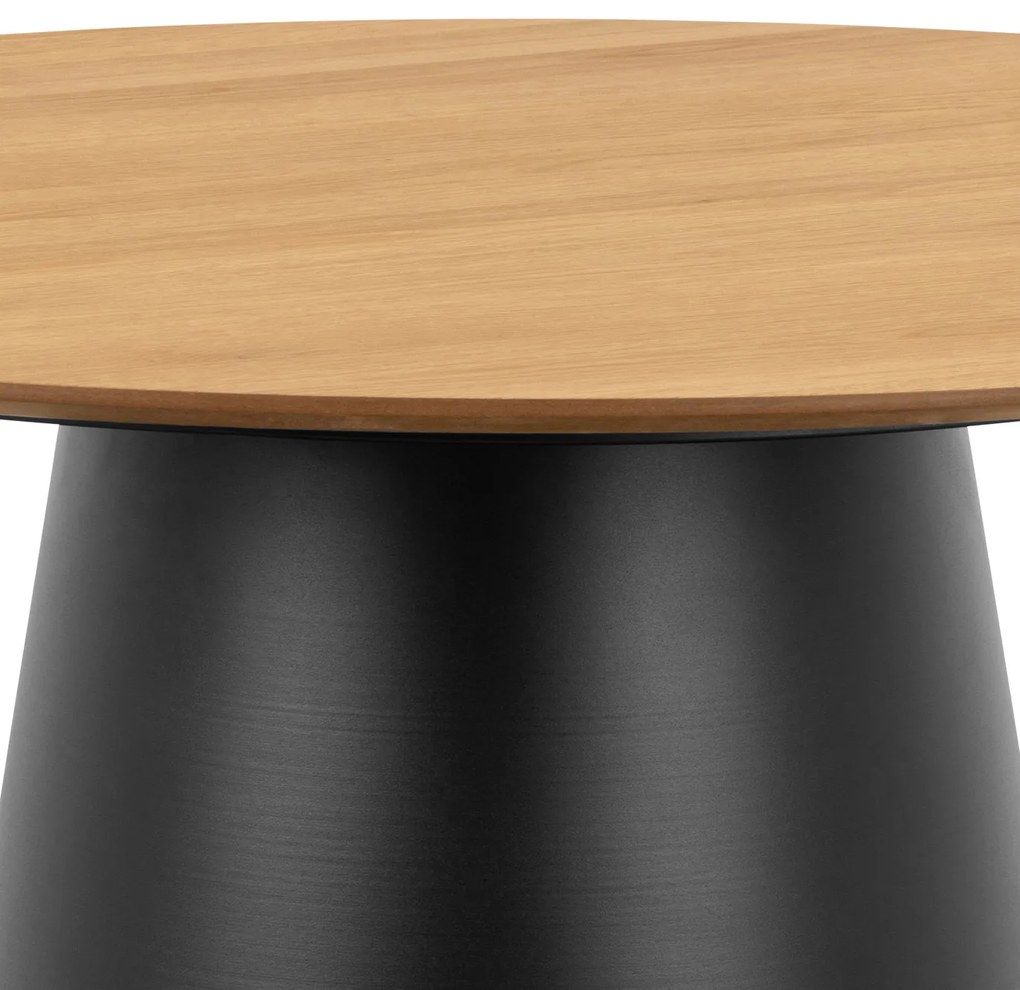 MAZZONI EXPORT BOSCO Stejar natural/picior negru - MASĂ ROTUNDĂ 120 cm PENTRU BUCĂTĂRIE SUFRAGERIE SALON FURNIR