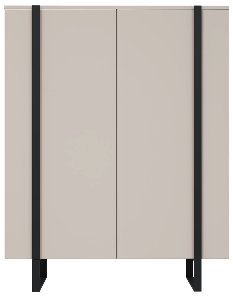 Comodă înaltă Verica 120 cm cu două uși - kaszmir / picioare negre