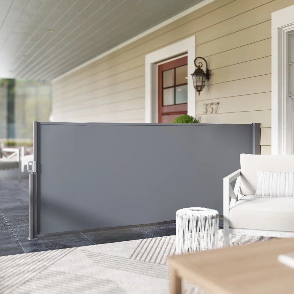 Outsunny Parasolar lateral extensibil opac cu suport de perete Acoperire 300x140cm Gri inchis | Aosom Romania