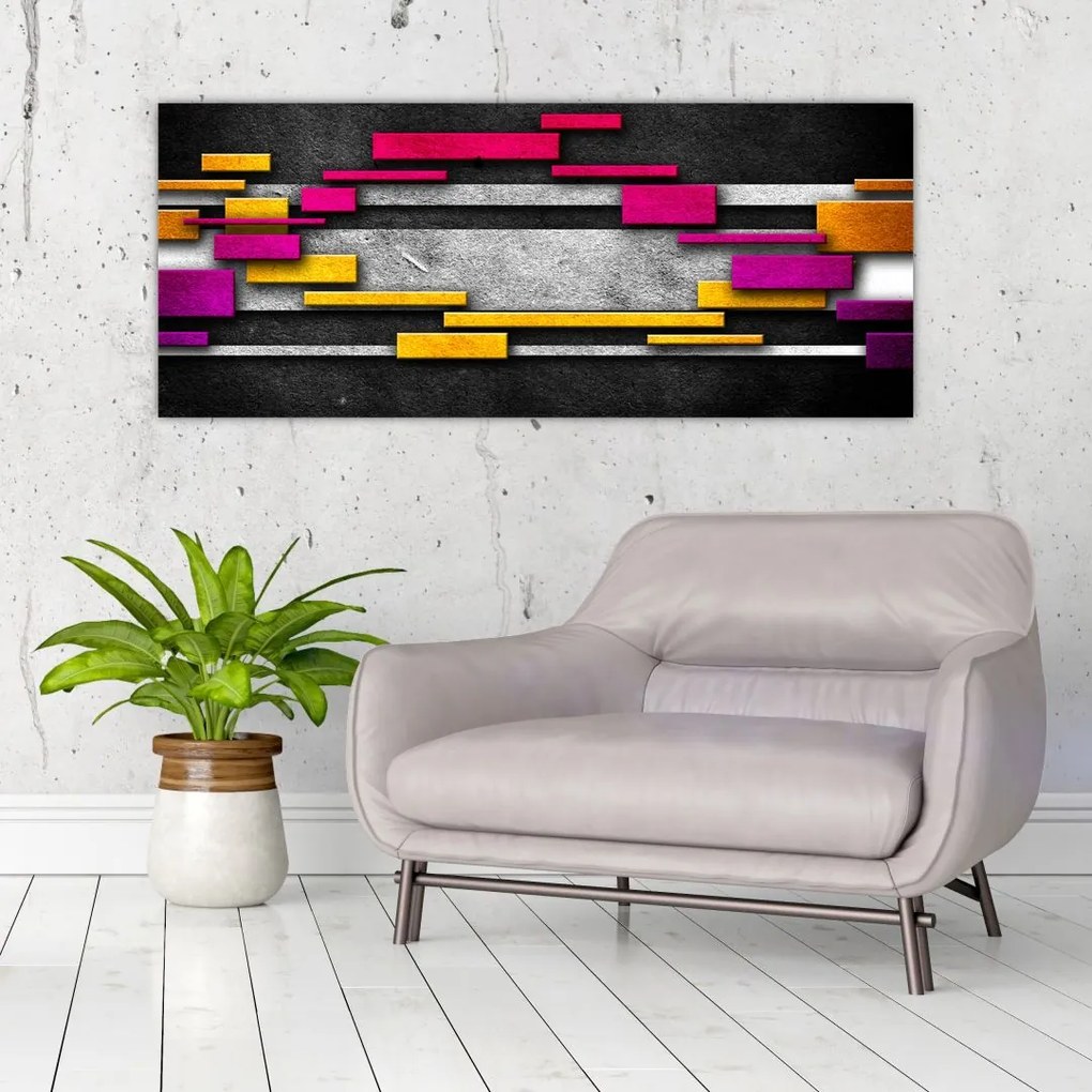 Tablou - Abstrac colorat, fundal negru (120x50 cm)