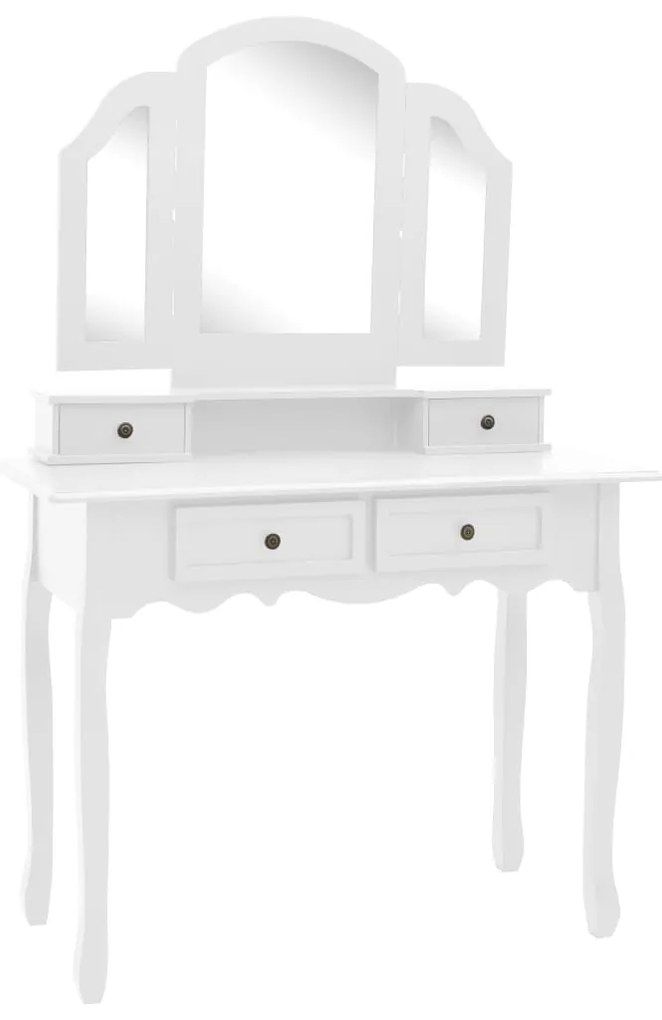 289322 vidaXL Set masă toaletă cu taburet alb 100x40x146 cm lemn paulownia