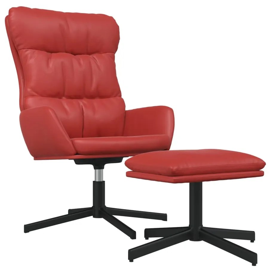 3097609 vidaXL Scaun de relaxare cu taburet, roșu vin, piele ecologică