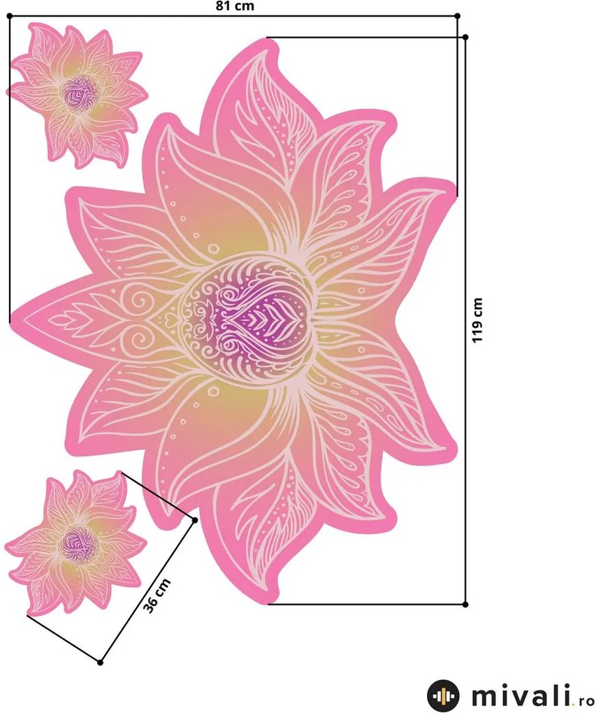 Autocolante de perete - Mandala de lotus roz