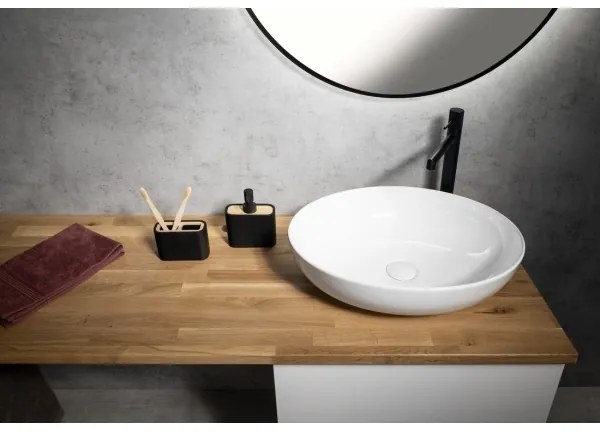 Suport de periuțe de dinți Gedy NINFEA negru/bambus