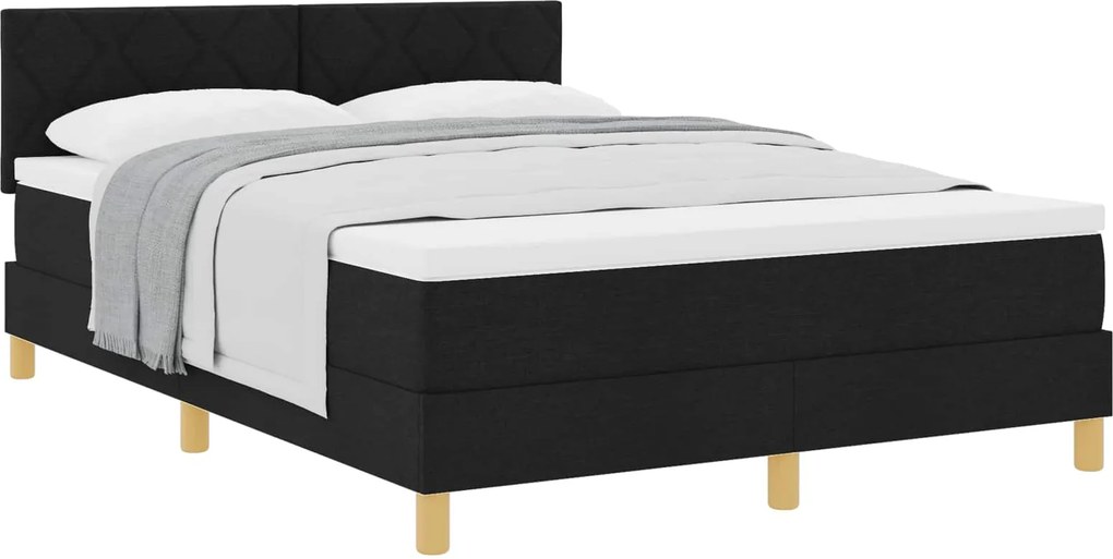 vidaXL Pat cu arcuri cu saltea Negru 160 x 200 cm țesătură