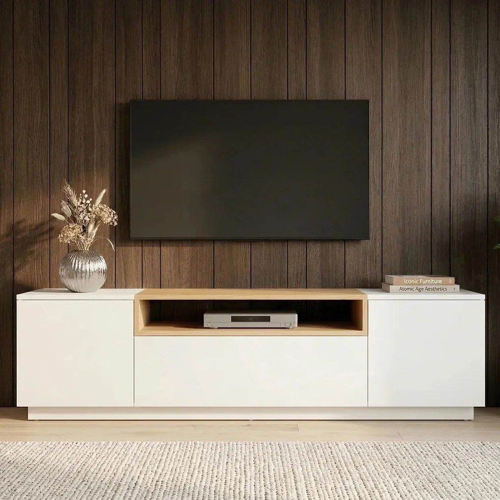 Comoda TV LOFT 160cm natur/ alb