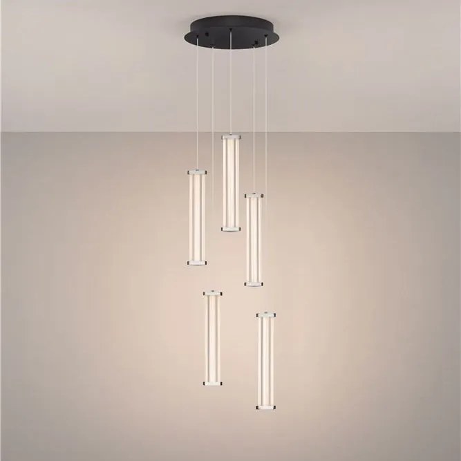 Lustra cu 5 pendule LED 3000K PHEME nickel satinat