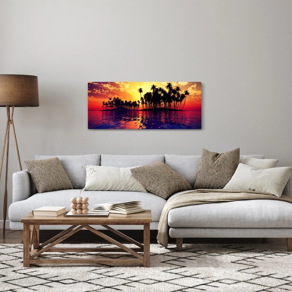 Tablou insulă în apus de soare (120x50 cm)