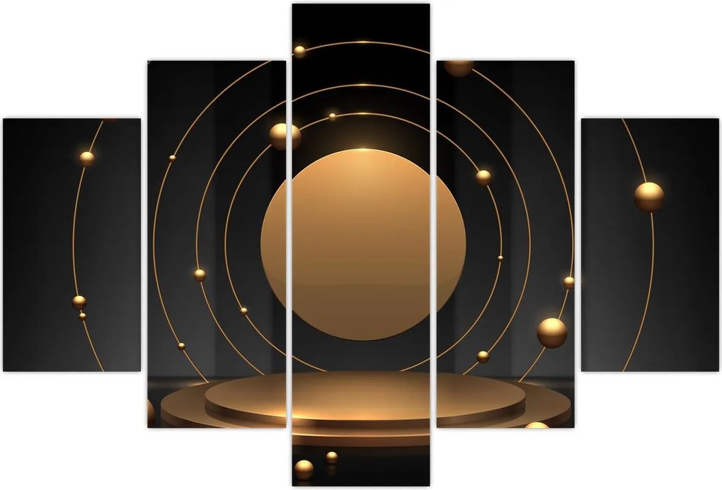 Tablou - Cercuri aurii (150x105 cm)