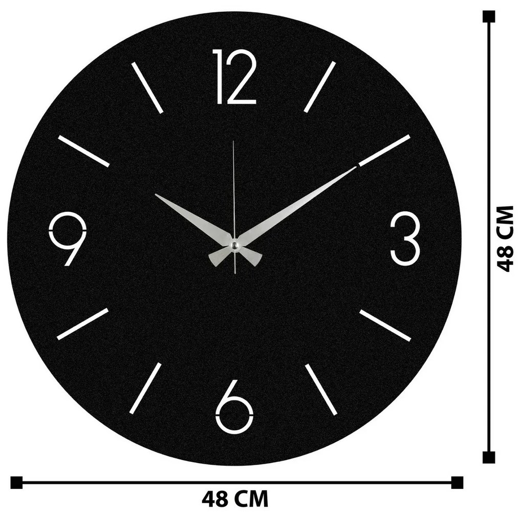 Ceas de perete Trevwela, Black , 48 x 48 cm