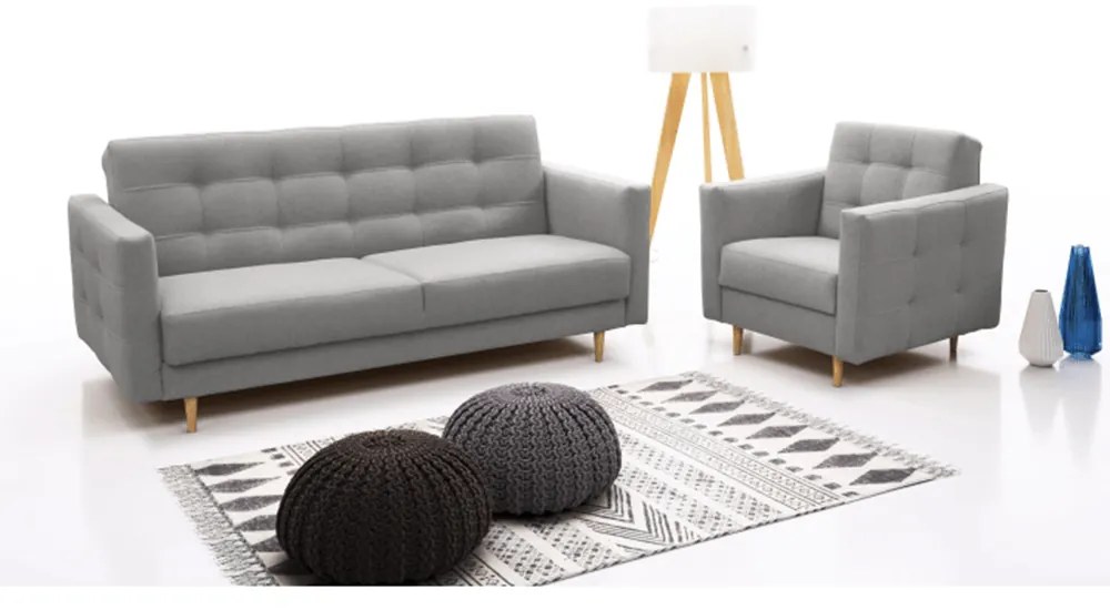 Ansamblu tapitat, material gri, AMEDIA