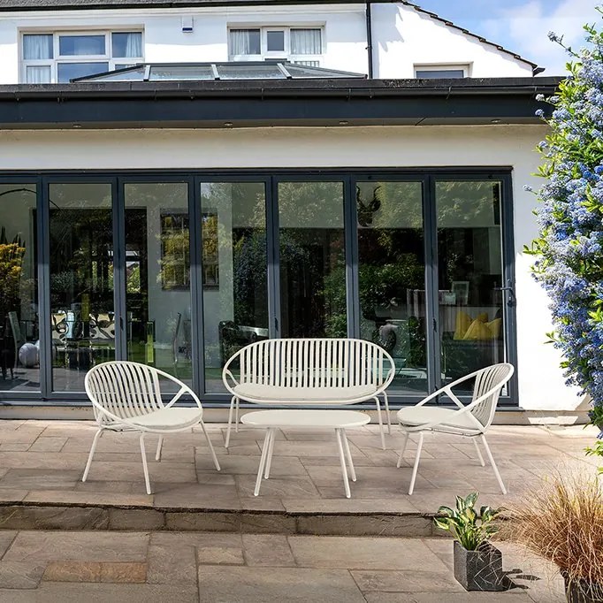 Set mobilier de exterior din 4 piese Saori gri deschis